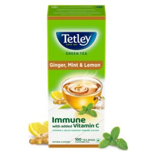 Tetley Ginger Mint & Lemon Green Tea Bags (100 Pcs)