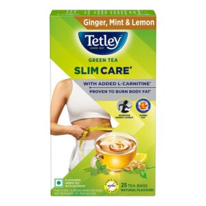 Tetley Slim Care Green Tea Bags With L-Carnitine, Ginger, Mint & Lemon (25 Pcs)